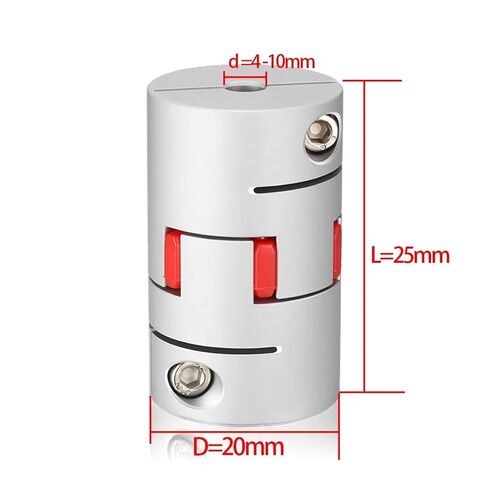 D20L25 Coupler Motor Shaft Coupling High Torque Stepper Servo Elastic Flexible 3mm To10mm 3/4/5/6/6.35mm 1Pcs(6.35x8) in Kuwait