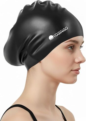 Extra Large Swim Cap - Swimming Cap for Long Hair, Dreadlocks, Weaves, Hair Extensions, Braids, Curls & Afros - Silicone Swim Cap for Women & Men, Keep Hair Dry in Kuwait
