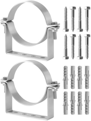2Pcs 6 Inch Pipe Hanger Chimney Support Bracket | Heavy Duty Steel Rigid Split Ring Hanger, B-Vent Wall Strap Includes Wall Mount Screws Gaskets in Kuwait