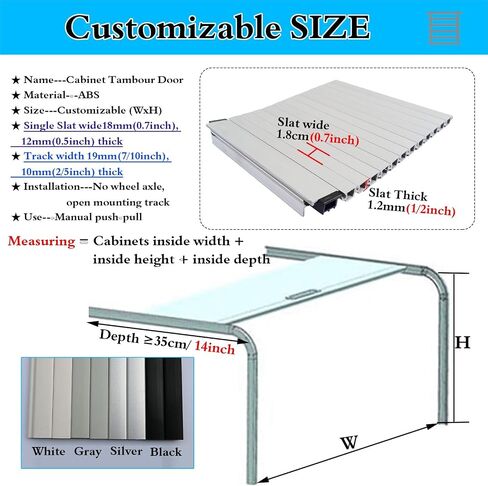 Custom Size Tambour Sliding Door Kit for Commercial Kitchen Cabinets - 20'' 28'' 36'' 44'' 48'' Wide Appliance Storage Solutions, Ideal for Sideboards (40 x 30 Inch) in Kuwait