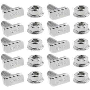10 قطع T فتحة البراغي M8x20mm T فتحة الترباس مجموعة 304 الفولاذ المقاوم للصدأ A2-70 المواد مع سداسية شفة المكسرات لمسامير إدراج فتحة T من الألومنيوم الشخصي بين قوسين الطاقة الشمسية الكهروضوئية in Kuwait