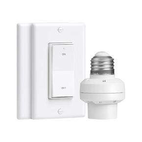 Remote Control Light Bulb Socket, Decorator Rocker Wall Switch, 200FT Range Wireless Light Switch for Pull Chain Light Fixture, E26 E27 Lamp Socket, No Wiring Needed, FCC Listed in Saudi Arabia