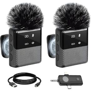 3 in 1 Dual Wireless Lavalier Mic System for iPhone and USB-C Android, Plug & Play, Noise Reduction, 30M Range, for Creators, Interviews & Live Streaming in Saudi Arabia