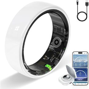 Smart Ring, Ceramics Fitness Tracker & Health Monitoring Ring with Heart Rate/SpO2/HRV/Sleep Tracking, Multi-Sport Activity Tracker, 5ATM Waterproof, iOS Android Compatible (White, 10) in Saudi Arabia