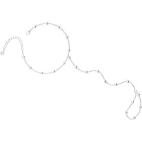 Hand Chain Siver Bracelet for Women, Silver Beaded Ring Hand Chain Finger Ring Cubic Zirconia Dainty 14K Gold Plated Cross Bracelet Chains for Women Simple Body Jewelry in Saudi Arabia
