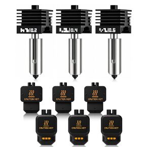 قطعتان من P2S Hotend مع 0.2/0.4 مم من Bambu Lab P2S/H2D/H2S/H2C فوهة فولاذية صلبة، مجموعة طارد طابعة ثلاثية الأبعاد دقيقة سريعة التبديل مع 4 جوارب بغطاء من السيليكون in Kuwait