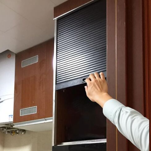 Black Tambour Door Kitchen Cabinet Kit - Commercial Roll Up Door Installation, Retractable Closet Doors with Track (28x30 inches / 71.1x76.2cm) for Space-Saving Solutions in Kuwait