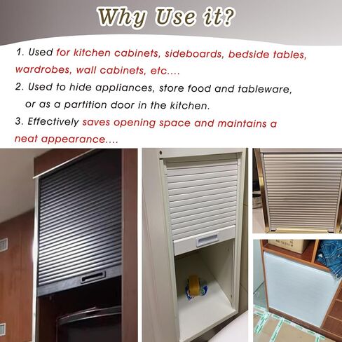 Black Tambour Door Kitchen Cabinet Kit - Commercial Roll-Up Door Installation, Retractable Closet Doors with Track (18x34in, 45.7x86.4cm) - Perfect for Space-Saving Solutions in Kuwait