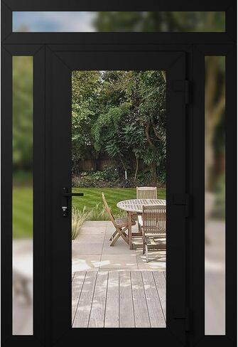 Front Exterior Prehung Metal-Plastic Door Clear Glass/MANUX 8666 Matte Black/Office Commercial and Residential Doors Entrance Patio Garage 68" x 94" Left-Hand Inswing in Kuwait
