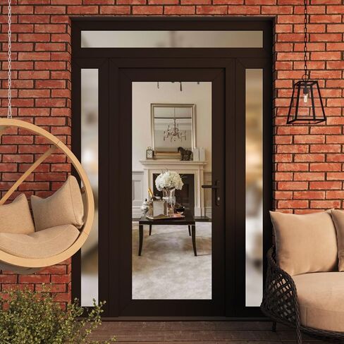 Front Exterior Prehung Metal-Plastic Door Clear Glass/MANUX 8666 Matte Black/Office Commercial and Residential Doors Entrance Patio Garage 68" x 94" Left-Hand Inswing in Kuwait