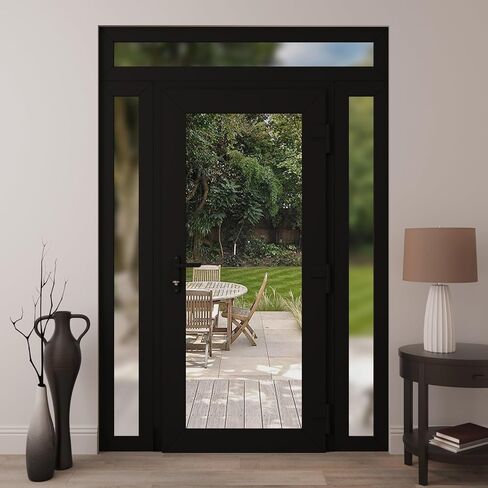 Front Exterior Prehung Metal-Plastic Door Clear Glass/MANUX 8666 Matte Black/Office Commercial and Residential Doors Entrance Patio Garage 68" x 94" Left-Hand Inswing in Kuwait