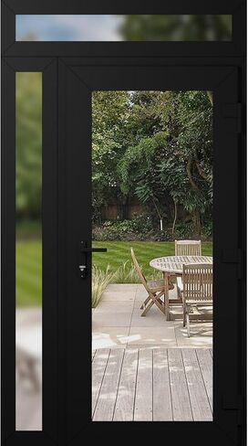 Front Exterior Prehung Metal-Plastic Door Clear Glass/MANUX 8666 Matte Black/Office Commercial and Residential Doors Entrance Patio Garage 48" x 94" Left-Hand Inswing in Kuwait