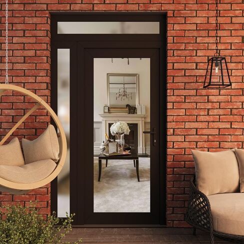 Front Exterior Prehung Metal-Plastic Door Clear Glass/MANUX 8666 Matte Black/Office Commercial and Residential Doors Entrance Patio Garage 48" x 94" Left-Hand Inswing in Kuwait
