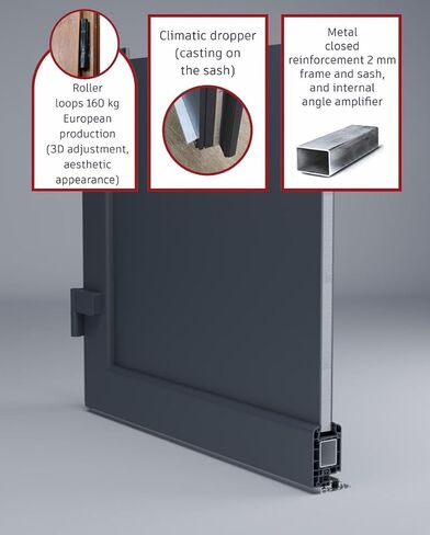 Front Exterior Prehung Metal-Plastic Door Clear Glass/MANUX 8666 Matte Black/Office Commercial and Residential Doors Entrance Patio Garage 48" x 94" Left-Hand Inswing in Kuwait