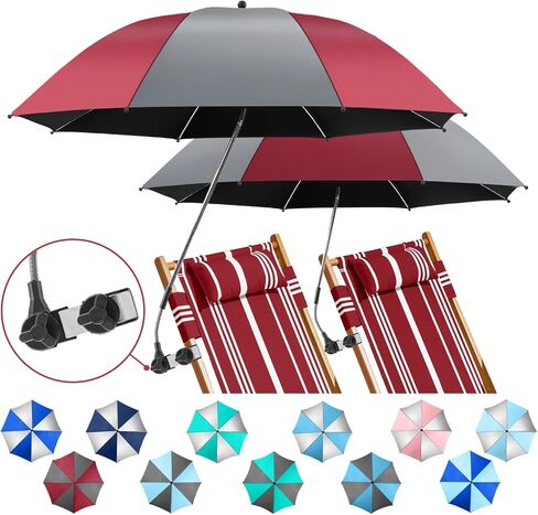 2 Pack Beach Umbrella with 360 Universal Clamp, UPF50+ Umbrella Outdoor Patio Sun Protection for Chairs, Beach &Patio Use (Not Include Chair) in Kuwait
