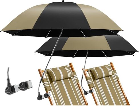 2 Pack Beach Umbrella with 360 Universal Clamp, UPF50+ Umbrella Outdoor Patio Sun Protection for Chairs, Beach &Patio Use (Not Include Chair) in Kuwait