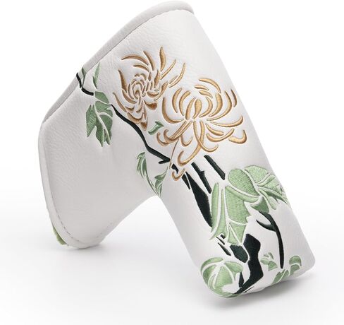 Golf Club Covers, Chrysanthemum Golf Head Covers for Drivers, Fairway Woods, Hybrids, Mallet and Blade Putter Golf Headcovers with Advanced Embroidery PU Leather for Most Brand in Kuwait