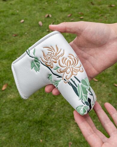 Golf Club Covers, Chrysanthemum Golf Head Covers for Drivers, Fairway Woods, Hybrids, Mallet and Blade Putter Golf Headcovers with Advanced Embroidery PU Leather for Most Brand in Kuwait