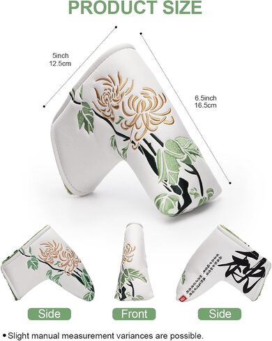 Golf Club Covers, Chrysanthemum Golf Head Covers for Drivers, Fairway Woods, Hybrids, Mallet and Blade Putter Golf Headcovers with Advanced Embroidery PU Leather for Most Brand in Kuwait