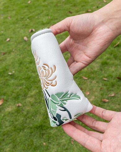 Golf Club Covers, Chrysanthemum Golf Head Covers for Drivers, Fairway Woods, Hybrids, Mallet and Blade Putter Golf Headcovers with Advanced Embroidery PU Leather for Most Brand in Kuwait