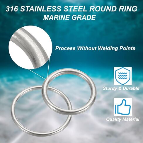 PATIKIL Metal Rings Stainless Steel Rings Marine Grade Multi-Purpose O Ring Welded Round Ring for Macrame in Kuwait