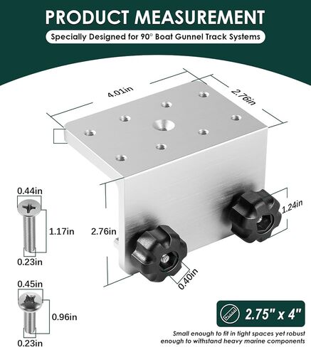 Yoursme 90° Boat Gunnel Track System Bracket for Versatrack, Lund Sport & Ranger Track, Aluminum Quick-Release Base for Cannon, Scotty & RAM Mounts in Kuwait