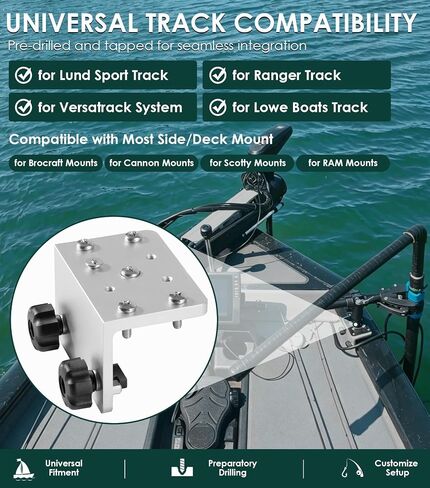Yoursme 90° Boat Gunnel Track System Bracket for Versatrack, Lund Sport & Ranger Track, Aluminum Quick-Release Base for Cannon, Scotty & RAM Mounts in Kuwait