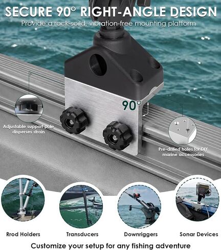 Yoursme 90° Boat Gunnel Track System Bracket for Versatrack, Lund Sport & Ranger Track, Aluminum Quick-Release Base for Cannon, Scotty & RAM Mounts in Kuwait