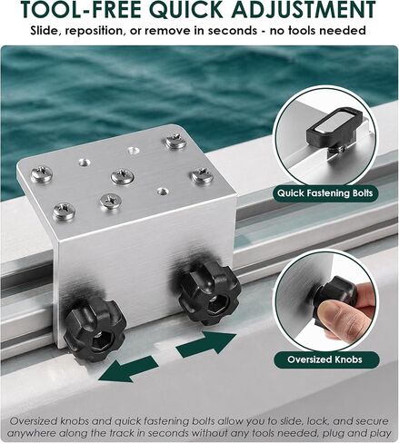 Yoursme 90° Boat Gunnel Track System Bracket for Versatrack, Lund Sport & Ranger Track, Aluminum Quick-Release Base for Cannon, Scotty & RAM Mounts in Kuwait