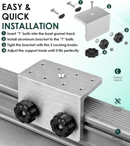 Yoursme 90° Boat Gunnel Track System Bracket for Versatrack, Lund Sport & Ranger Track, Aluminum Quick-Release Base for Cannon, Scotty & RAM Mounts in Kuwait
