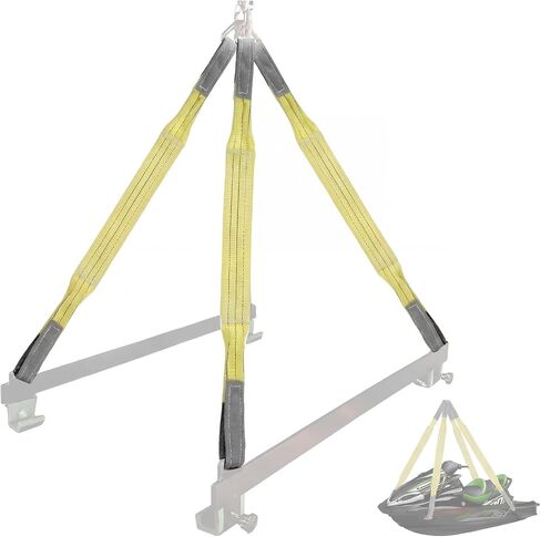 4 Pcs Watercraft Lift Sling 6600 Lbs Flat Lifting Sling 44'' Tow Straps Heavy Duty Boat Hoist Straps Yellow for Personal Life Rafts PWC in Kuwait