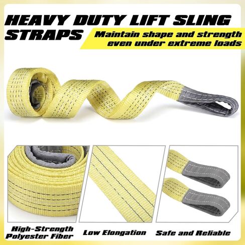 4 Pcs Watercraft Lift Sling 6600 Lbs Flat Lifting Sling 44'' Tow Straps Heavy Duty Boat Hoist Straps Yellow for Personal Life Rafts PWC in Kuwait
