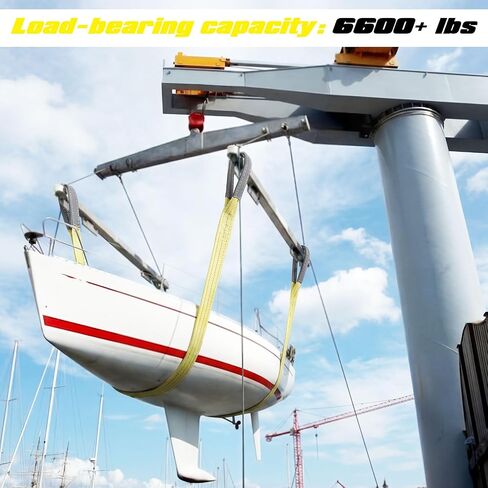 4 Pcs Watercraft Lift Sling 6600 Lbs Flat Lifting Sling 44'' Tow Straps Heavy Duty Boat Hoist Straps Yellow for Personal Life Rafts PWC in Kuwait