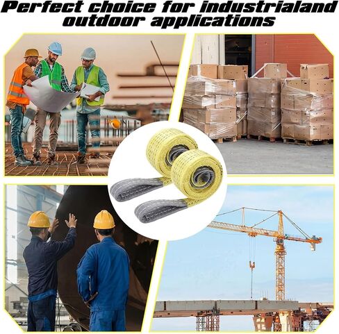 4 Pcs Watercraft Lift Sling 6600 Lbs Flat Lifting Sling 44'' Tow Straps Heavy Duty Boat Hoist Straps Yellow for Personal Life Rafts PWC in Kuwait