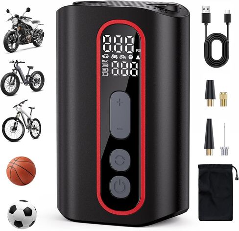 Mini Electric Bike Pump, 4X Faster 160 PSI Bike Tire Pump with Guage Auto Stop, Portable Bicycle Pump with Presta Valves for Road Bike, Motorcycle, Mountain Bike, Car, Sports Ball in Kuwait