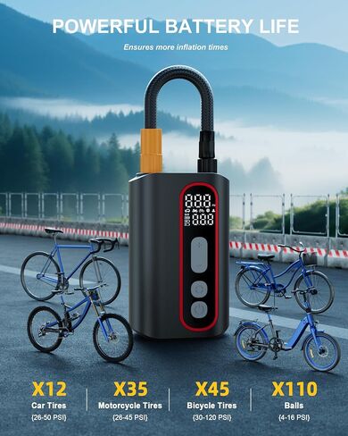 Mini Electric Bike Pump, 4X Faster 160 PSI Bike Tire Pump with Guage Auto Stop, Portable Bicycle Pump with Presta Valves for Road Bike, Motorcycle, Mountain Bike, Car, Sports Ball in Kuwait