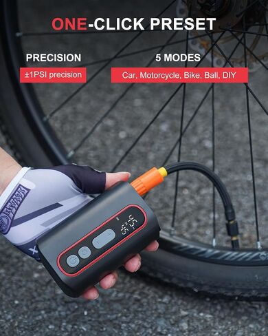 Mini Electric Bike Pump, 4X Faster 160 PSI Bike Tire Pump with Guage Auto Stop, Portable Bicycle Pump with Presta Valves for Road Bike, Motorcycle, Mountain Bike, Car, Sports Ball in Kuwait