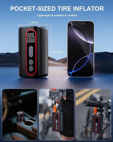 Mini Electric Bike Pump, 4X Faster 160 PSI Bike Tire Pump with Guage Auto Stop, Portable Bicycle Pump with Presta Valves for Road Bike, Motorcycle, Mountain Bike, Car, Sports Ball in Kuwait