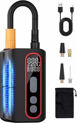 Mini Electric Bike Pump, 4X Faster 160 PSI Bike Tire Pump with Guage Auto Stop, Portable Bicycle Pump with Presta Valves for Road Bike, Motorcycle, Mountain Bike, Car, Sports Ball in Kuwait