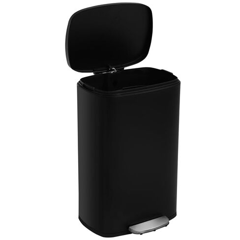 BLKMTY Trash Can with Lid for Kitchen Office Bathroom Garbage Bin Step Trash Bin Pedal Trash Can Stainless Steel Garbage Can with Removable Inner Bucket Tall 10 Gallon/45L Rubbish Bin, Sliver in Kuwait