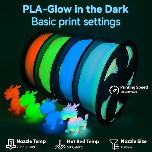 Glow Red in the Dark 1.75mm PLA Filament, Luminous Bright 3D Printer Filament, 1kg (2.2lbs) Spool 3D Printing PLA Filament Fit Most FDM Printer in Kuwait