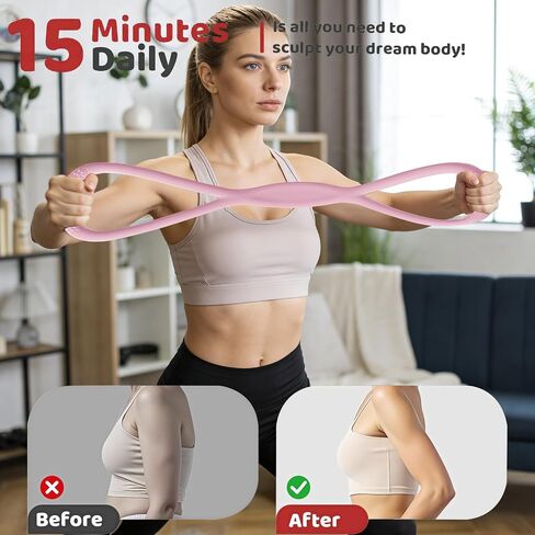 أربطة مقاومة بمقابض، أربطة تمرين على شكل 8 للنساء والرجال، 15 رطل، 25 رطل، حبل سحب من السيليكون 35 رطل للتمرين، الذراع، اللياقة البدنية لليوجا، حبل مرن لتدريب الكتف in Kuwait