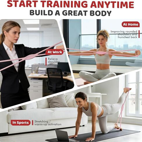 أربطة مقاومة بمقابض، أربطة تمرين على شكل 8 للنساء والرجال، 15 رطل، 25 رطل، حبل سحب من السيليكون 35 رطل للتمرين، الذراع، اللياقة البدنية لليوجا، حبل مرن لتدريب الكتف in Kuwait