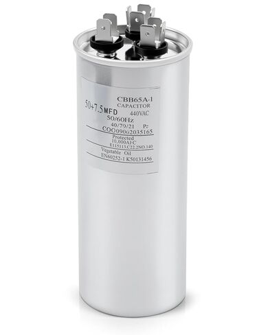 97F9987 مكثف مزدوج مستدير 50 ​​+ 7.5μF MFD 440 VAC 50/60 هرتز، استبدل C45075R in Saudi Arabia