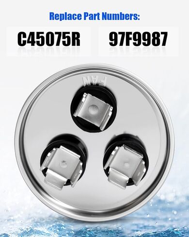 97F9987 مكثف مزدوج مستدير 50 ​​+ 7.5μF MFD 440 VAC 50/60 هرتز، استبدل C45075R in Saudi Arabia