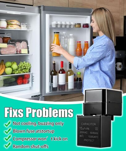 297259515 طقم مكثف بدء تشغيل الضاغط 15 ميكروفاراد 250 فولت تيار متردد متوافق مع مجمدات/ثلاجات فريجيدير كينمور يستبدل 297259502 297259510 PS11728176 297259515 إلخ. in Kuwait