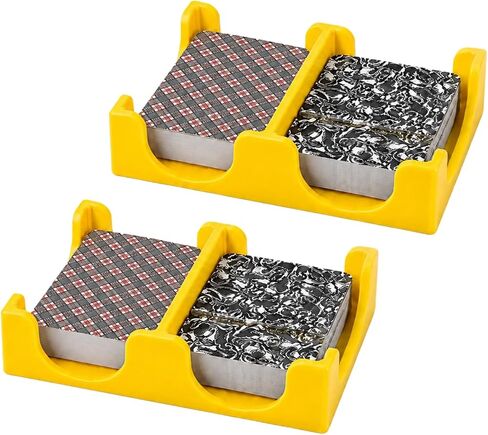 2PACK 2 Deck Canasta Play Card Tray 1 Deck على كل جانب صينية فرز تنظم البلاستيك لملحقات الألعاب بدون قاعدة دوارة (2PACK أصفر) in Kuwait