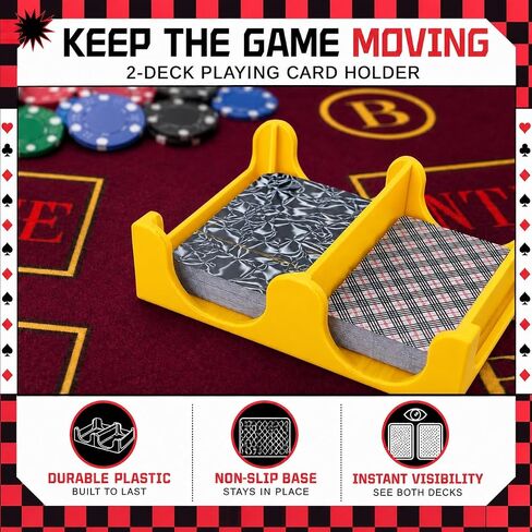 2PACK 2 Deck Canasta Play Card Tray 1 Deck على كل جانب صينية فرز تنظم البلاستيك لملحقات الألعاب بدون قاعدة دوارة (2PACK أصفر) in Kuwait