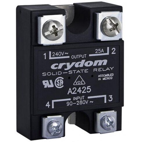 CRYDOM A2425 280VAC, CONTACT CONFIGURATION: SPST-NO, LOAD CURRENT: 25A, OPERATING VOLT MAX:280VAC, OPERATING VOLT MIN: 24VAC, PANEL MOUNT, RELAY MOUNTING: PANEL, RELAY TERMINALS: SCREW, ROHS COMPLIANT in Kuwait
