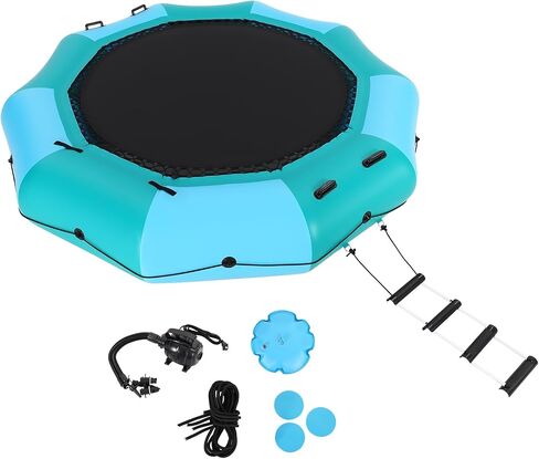 Inflatable Water Trampoline, Floating Lake Trampoline for Adults Portable Bounce Swim Platform for Lake, Pools with Pump and Rope Ladder in Kuwait